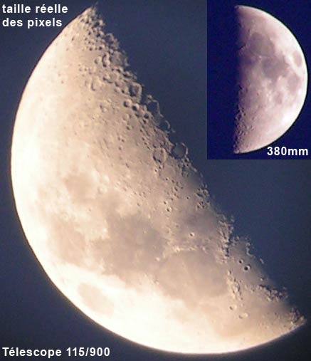 Lune  focale maxi et  travers un tlescope